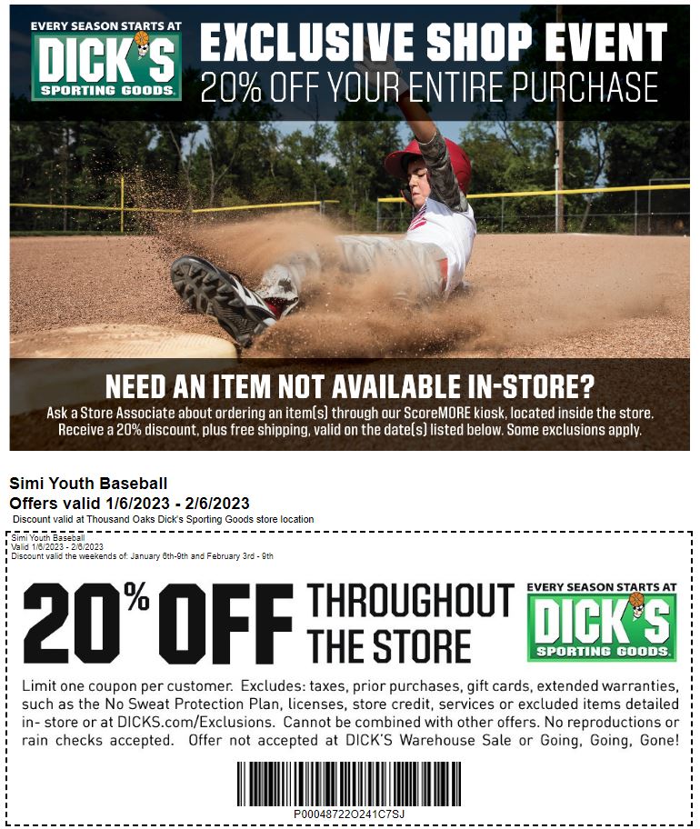 Simi Youth Baseball Shop Event Flyer 2023